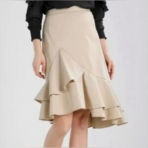Banana Republic Asymmetric Curved Flounced
Midi Skirt